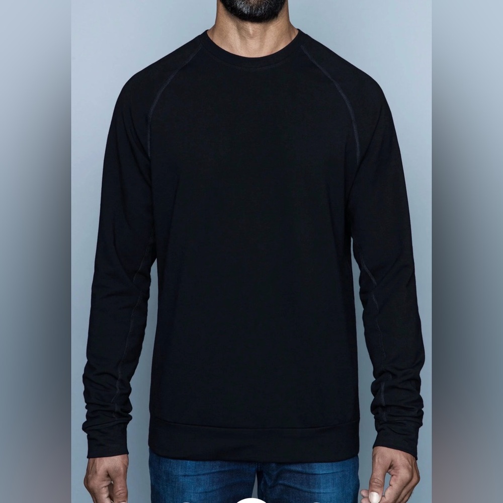 Navas Lab Billy Sweater Crew Long Sleeve Fleece Size Large Bamboo Black